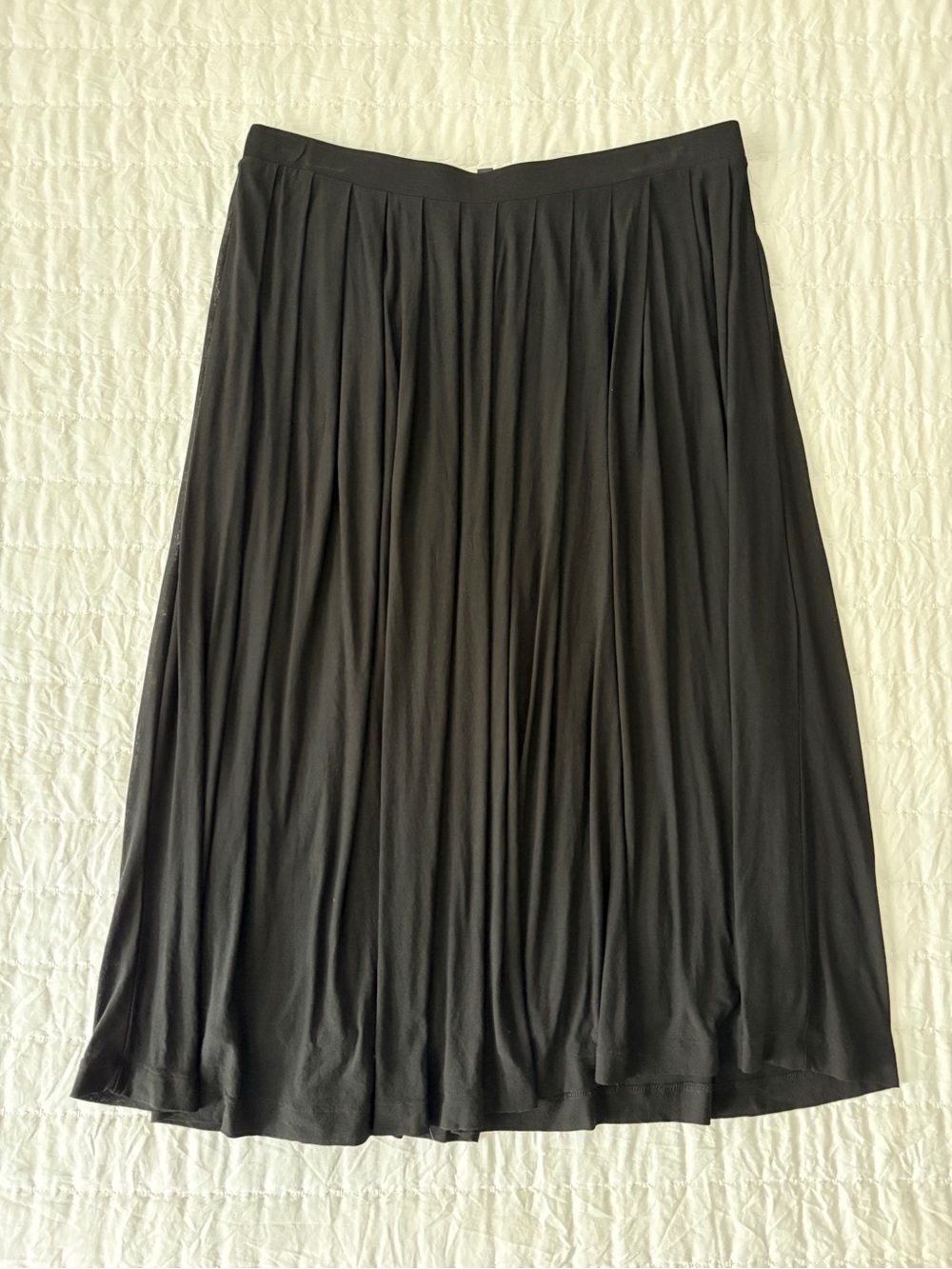 Eileen Fisher Black Midi Pleated Skirt 100% silk